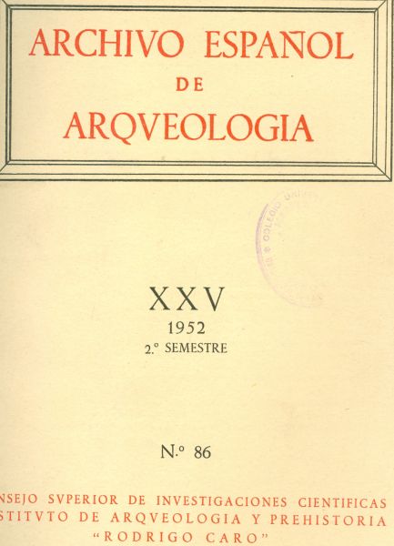 Archivo Español De Arqueología N.º 86 2º trimes. XXV