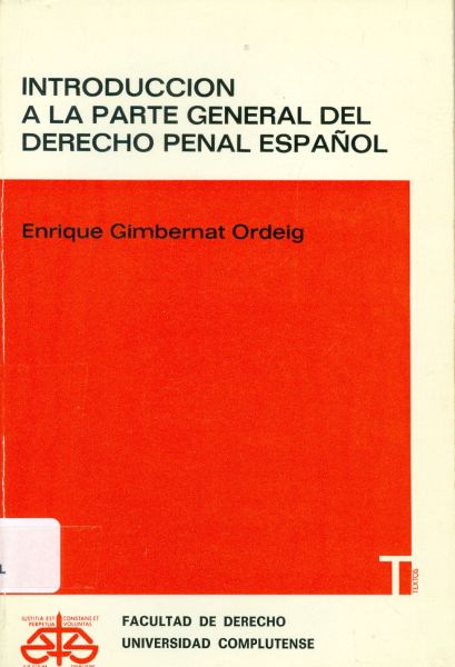 Introducción a la Parte General de Derecho Penal Español