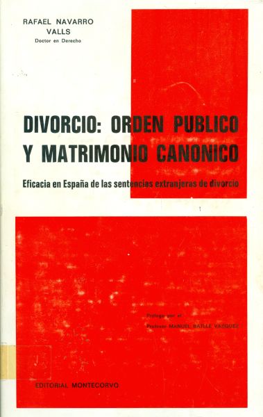 Divorcio; orden público y matrimonio canónico
