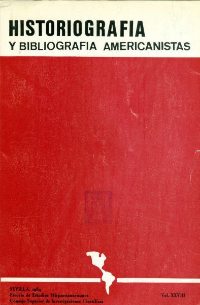 Historiografía y bibliografía americanistas. Vol. XXVIII. 1984