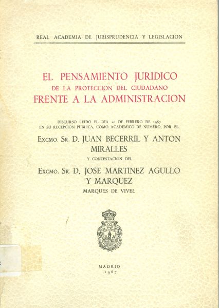 El Pensamiento Jurídico de la Protección del Ciudadano Frente a la Administración