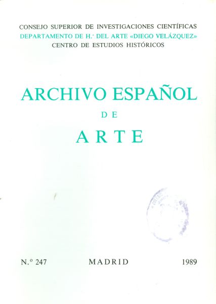Archivo Español de Arte N.º 247. Tomo LXII. Julio - Septiembre 1989